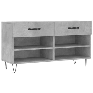 Panca Porta Scarpe Grigio Cemento 102x35x55cm Legno Multistrato 829736