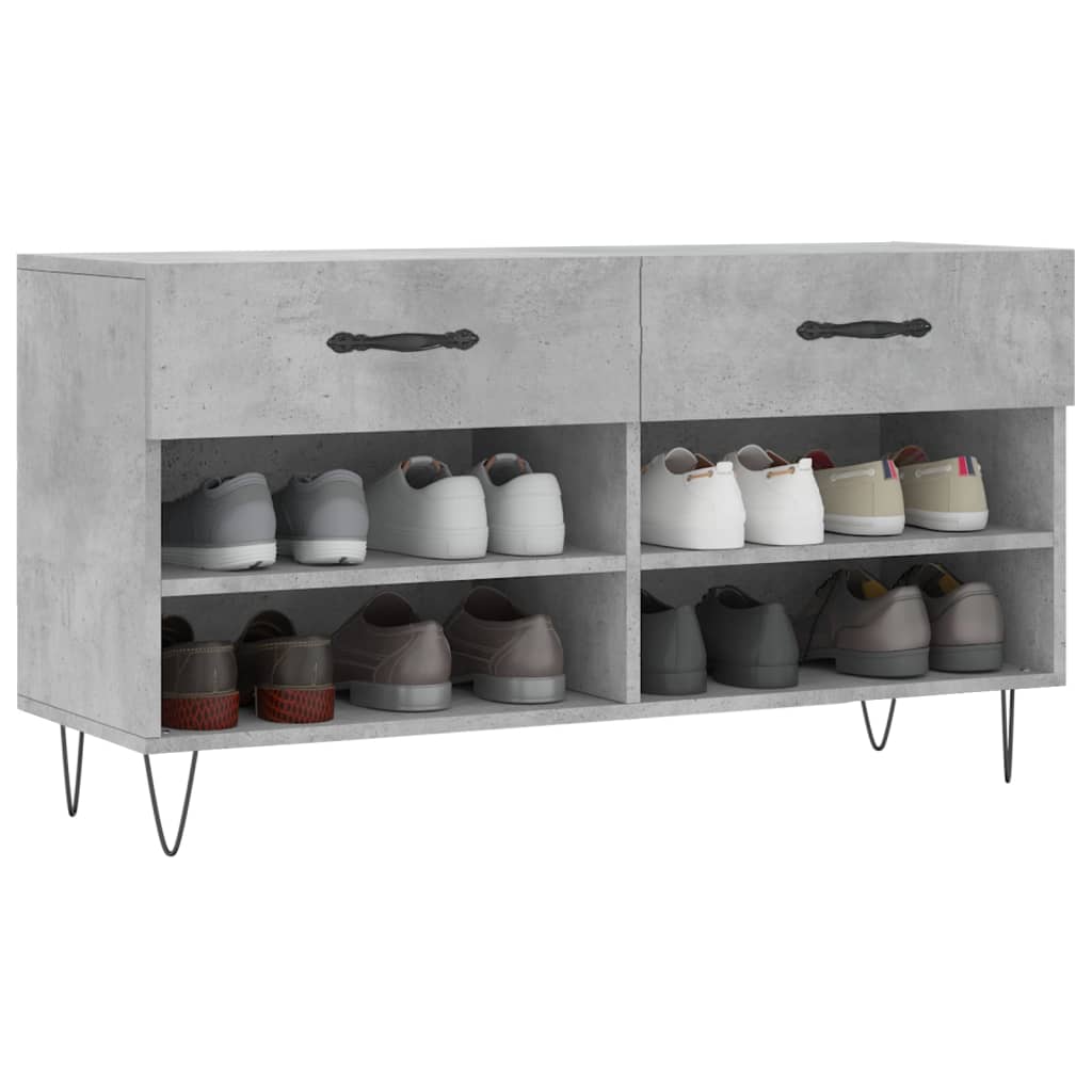 Panca Porta Scarpe Grigio Cemento 102x35x55cm Legno Multistrato 829736