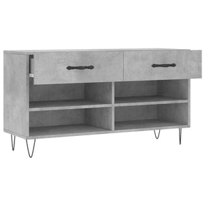 Panca Porta Scarpe Grigio Cemento 102x35x55cm Legno Multistrato 829736