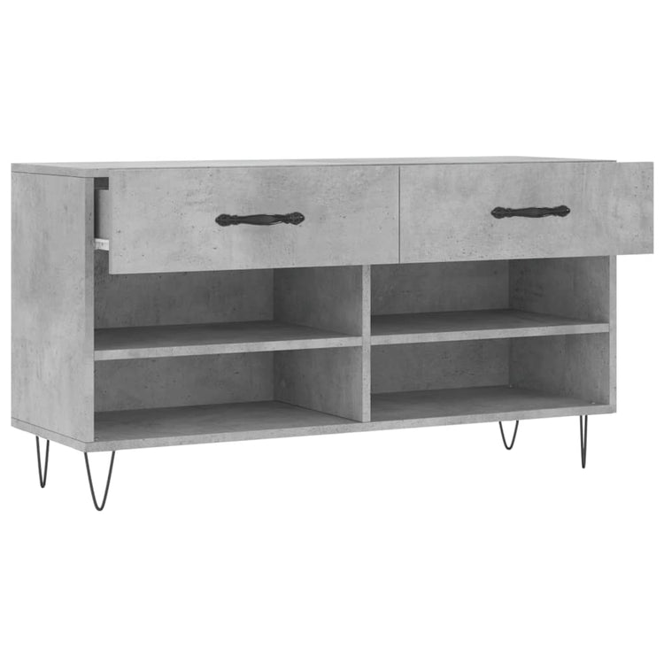 Panca Porta Scarpe Grigio Cemento 102x35x55cm Legno Multistrato 829736