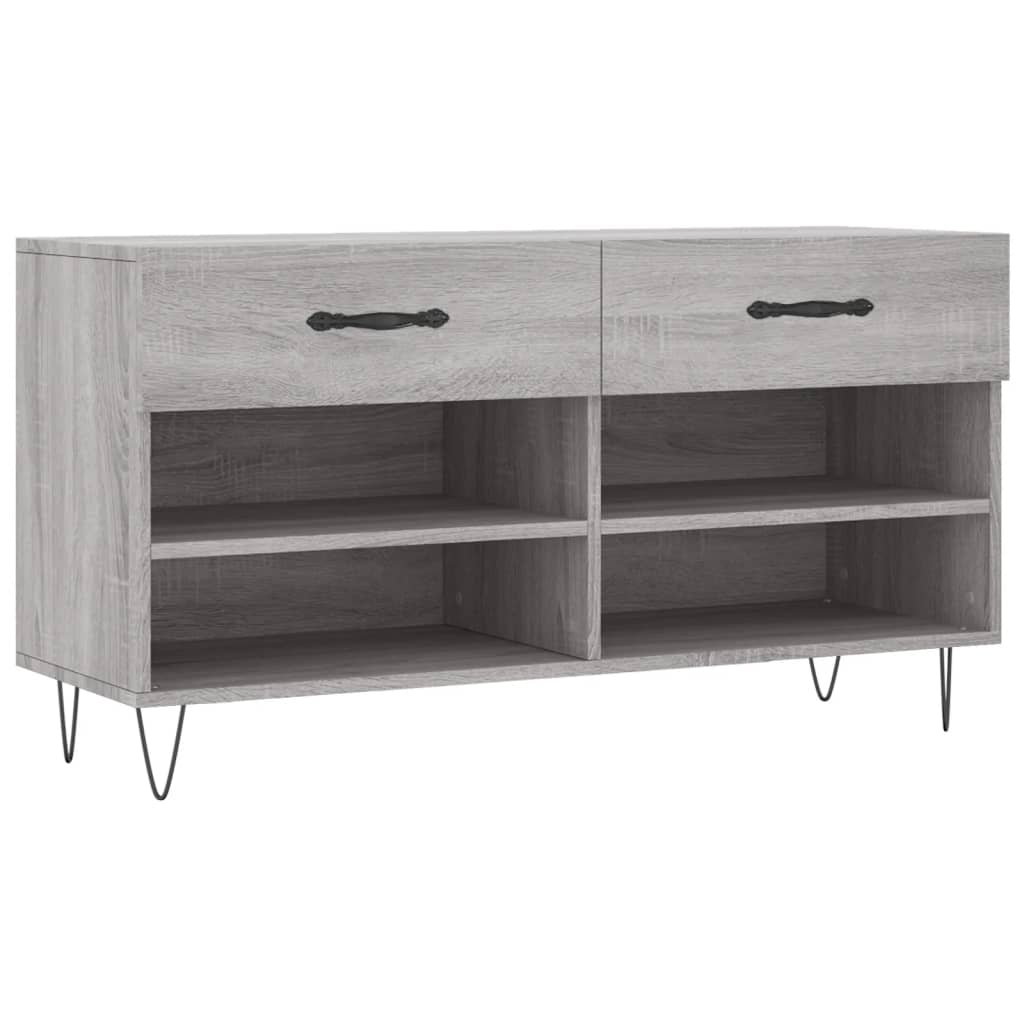 Panca Porta Scarpe Grigio Sonoma 102x35x55 cm Legno Multistrato 829738