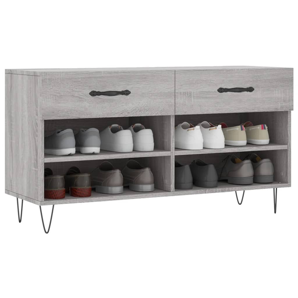 Panca Porta Scarpe Grigio Sonoma 102x35x55 cm Legno Multistrato 829738