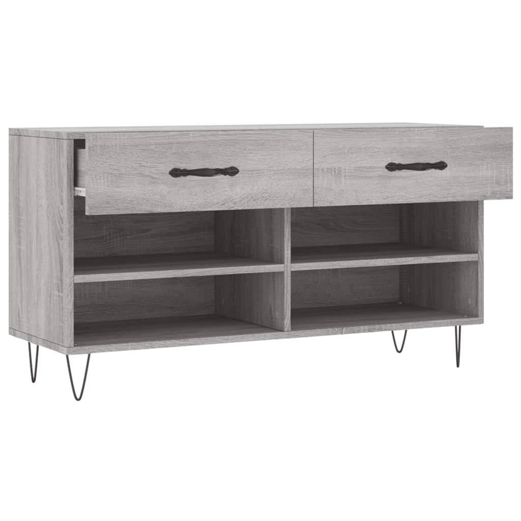 Panca Porta Scarpe Grigio Sonoma 102x35x55 cm Legno Multistrato 829738