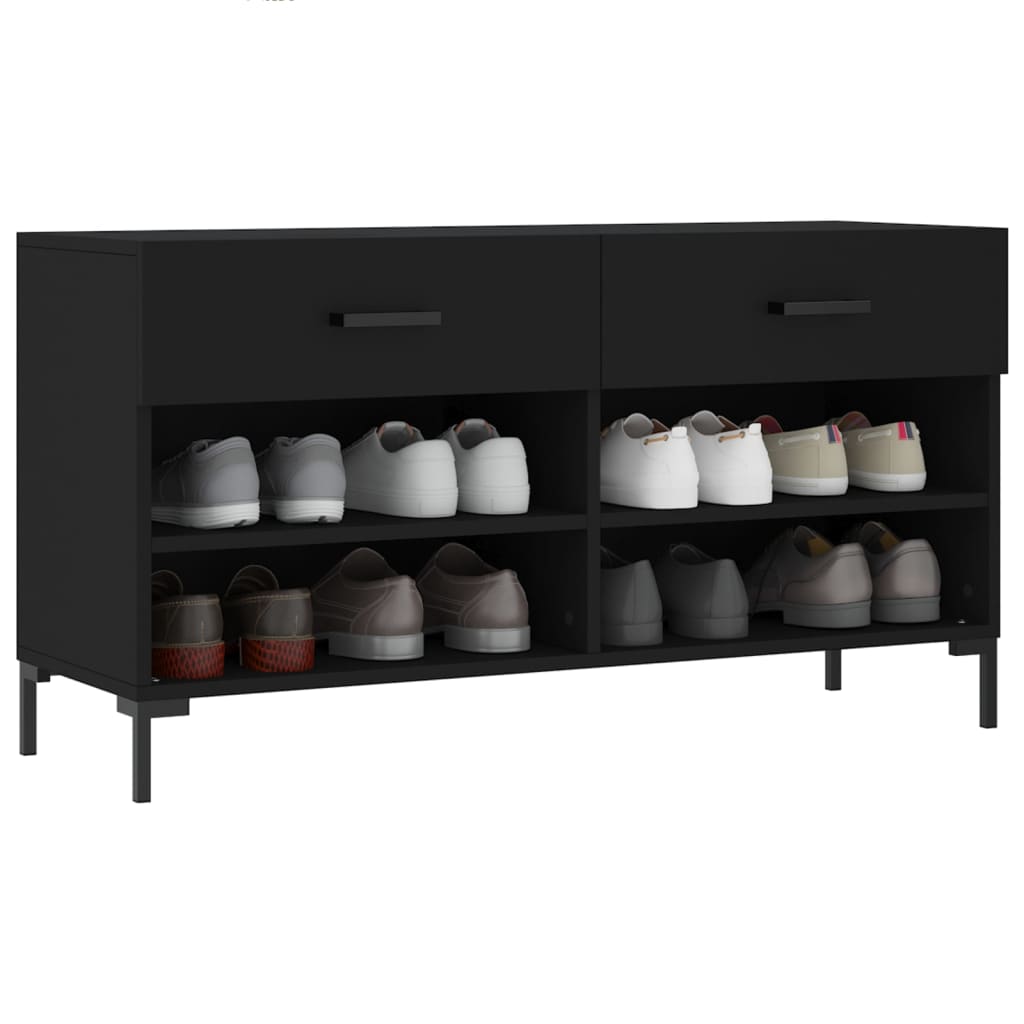 Panca Porta Scarpe Nera 102x35x55 cm in Legno Multistrato 829741