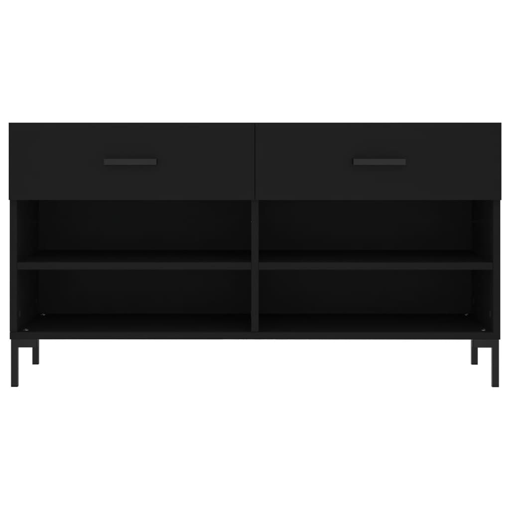 Panca Porta Scarpe Nera 102x35x55 cm in Legno Multistrato 829741