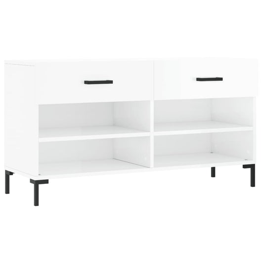 Panca Porta Scarpe Bianco Lucido 102x35x55 cm Legno Multistratocod mxl 80035