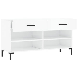 Panca Porta Scarpe Bianco Lucido 102x35x55 cm Legno Multistrato 829742