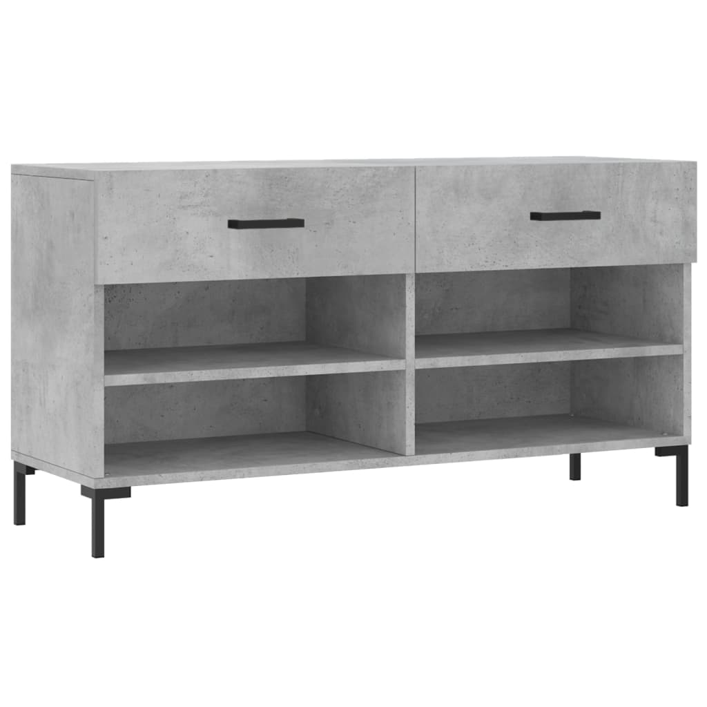 Panca Porta Scarpe Grigio Cemento 102x35x55cm Legno Multistrato 829744