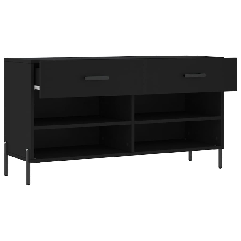 Panca Porta Scarpe Nera 102x35x55 cm in Legno Multistrato 829749