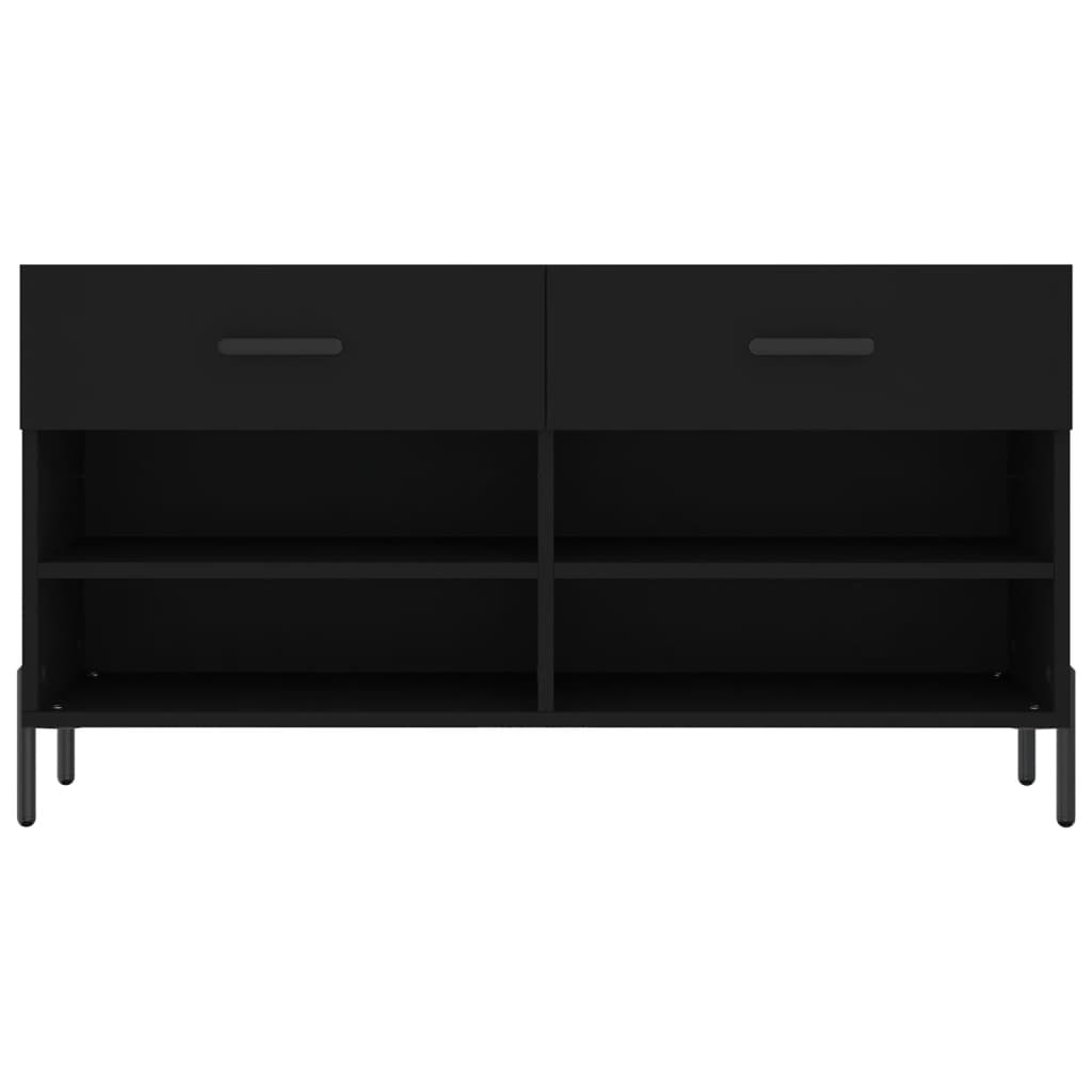 Panca Porta Scarpe Nera 102x35x55 cm in Legno Multistrato 829749