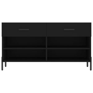 Panca Porta Scarpe Nera 102x35x55 cm in Legno Multistrato 829749