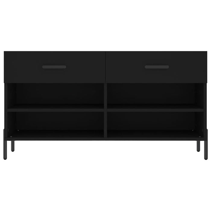 Panca Porta Scarpe Nera 102x35x55 cm in Legno Multistrato 829749