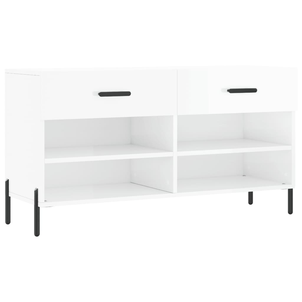 Panca Porta Scarpe Bianco Lucido 102x35x55 cm Legno Multistratocod mxl 127889