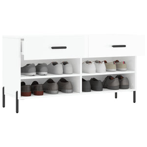 Panca Porta Scarpe Bianco Lucido 102x35x55 cm Legno Multistrato 829750