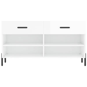 Panca Porta Scarpe Bianco Lucido 102x35x55 cm Legno Multistrato 829750