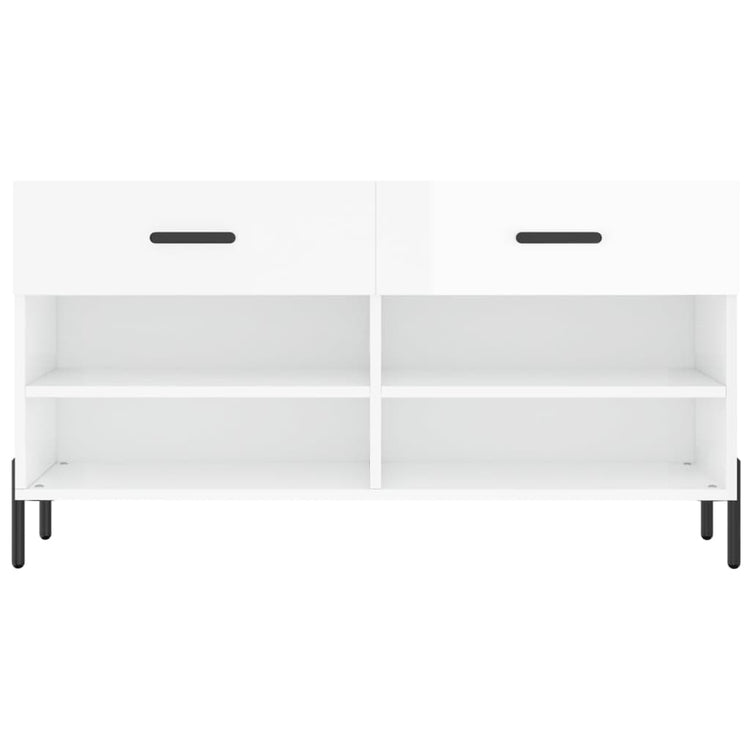 Panca Porta Scarpe Bianco Lucido 102x35x55 cm Legno Multistrato 829750