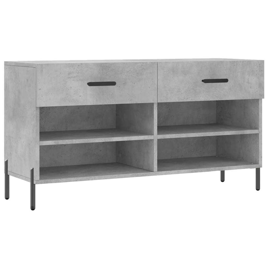 Panca Porta Scarpe Grigio Cemento 102x35x55cm Legno Multistrato 829752