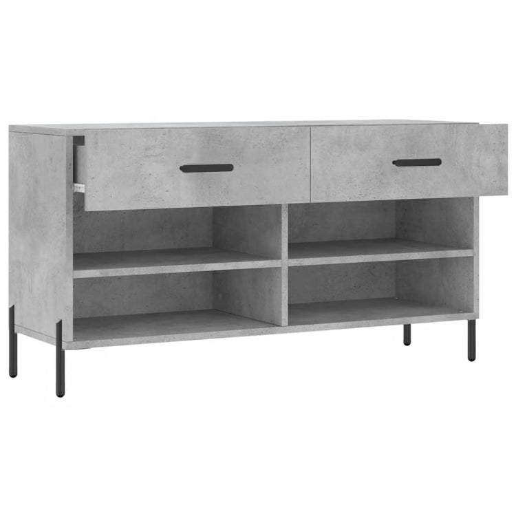 Panca Porta Scarpe Grigio Cemento 102x35x55cm Legno Multistrato 829752