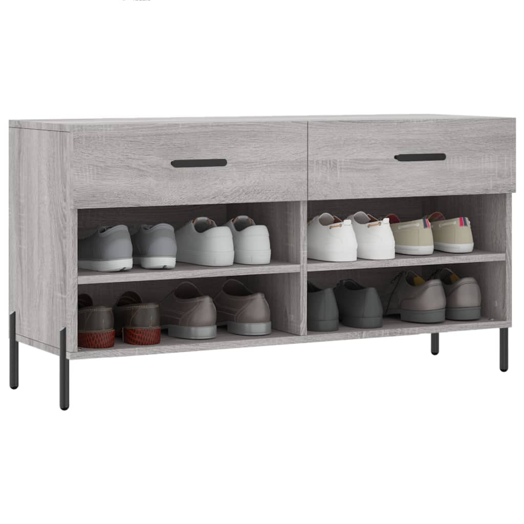 Panca Porta Scarpe Grigio Sonoma 102x35x55 cm Legno Multistrato 829754