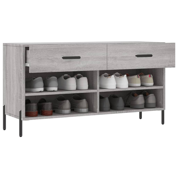 Panca Porta Scarpe Grigio Sonoma 102x35x55 cm Legno Multistrato 829754