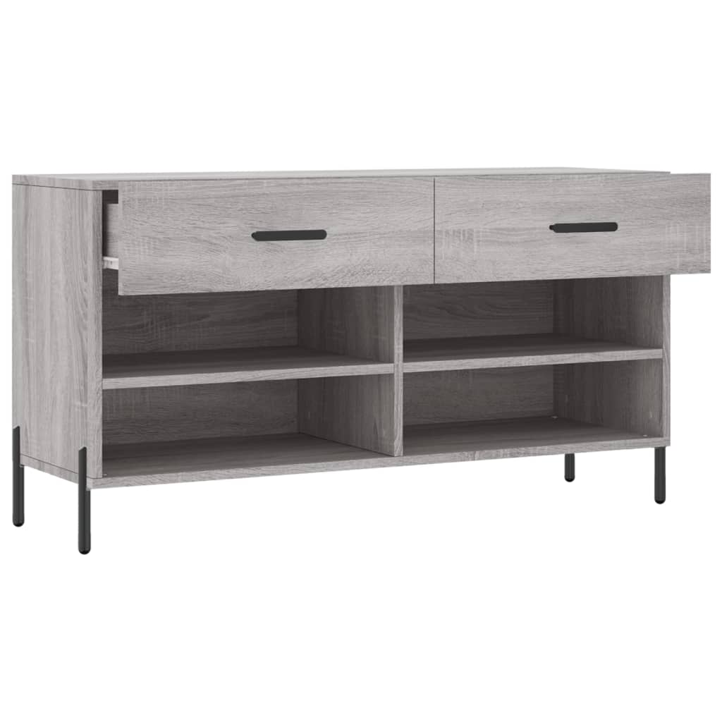 Panca Porta Scarpe Grigio Sonoma 102x35x55 cm Legno Multistrato 829754