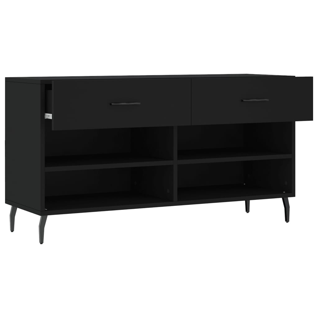 Panca Porta Scarpe Nera 102x35x55 cm in Legno Multistrato 829757