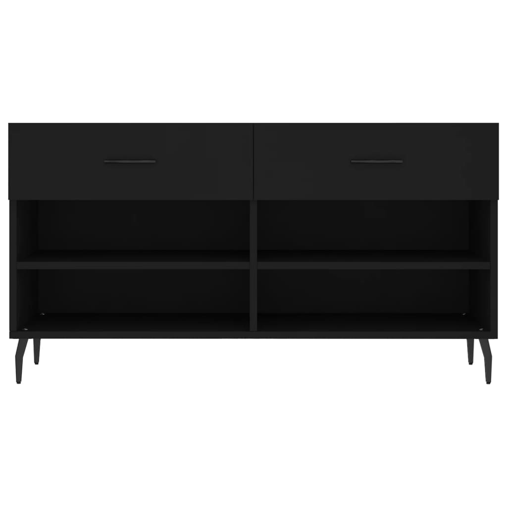 Panca Porta Scarpe Nera 102x35x55 cm in Legno Multistrato 829757