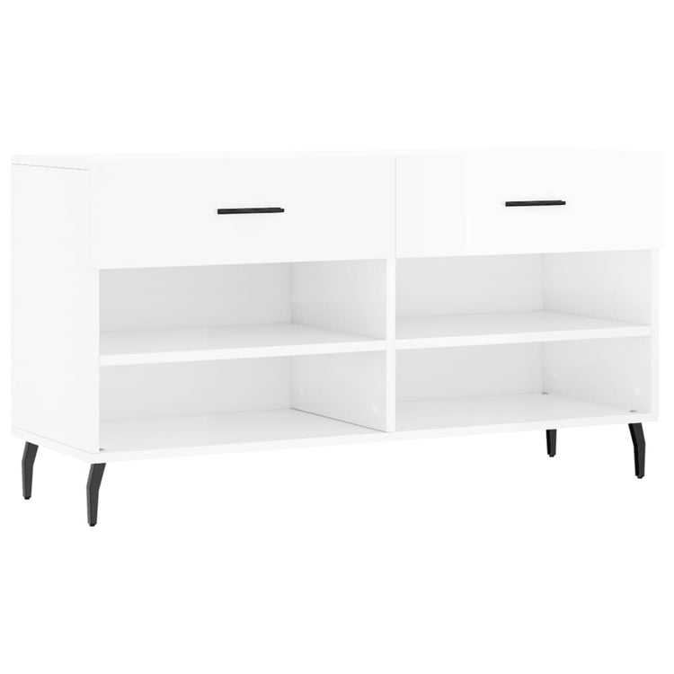 Panca Porta Scarpe Bianco Lucido 102x35x55 cm Legno Multistrato 829758