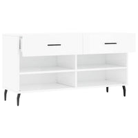 Panca Porta Scarpe Bianco Lucido 102x35x55 cm Legno Multistrato 829758