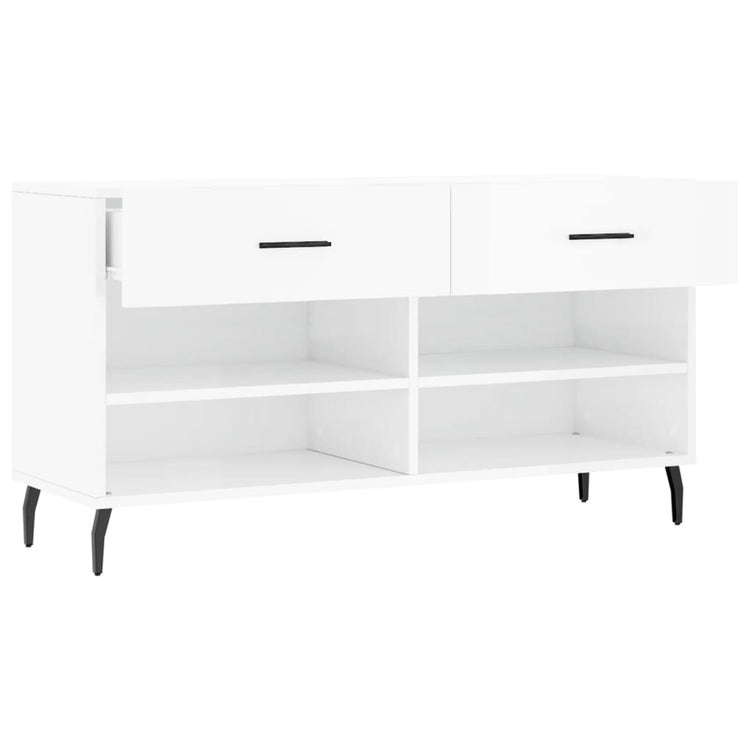 Panca Porta Scarpe Bianco Lucido 102x35x55 cm Legno Multistrato 829758