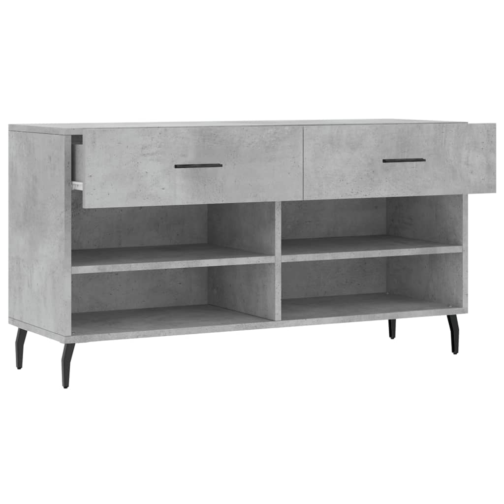 Panca Porta Scarpe Grigio Cemento 102x35x55cm Legno Multistrato 829760