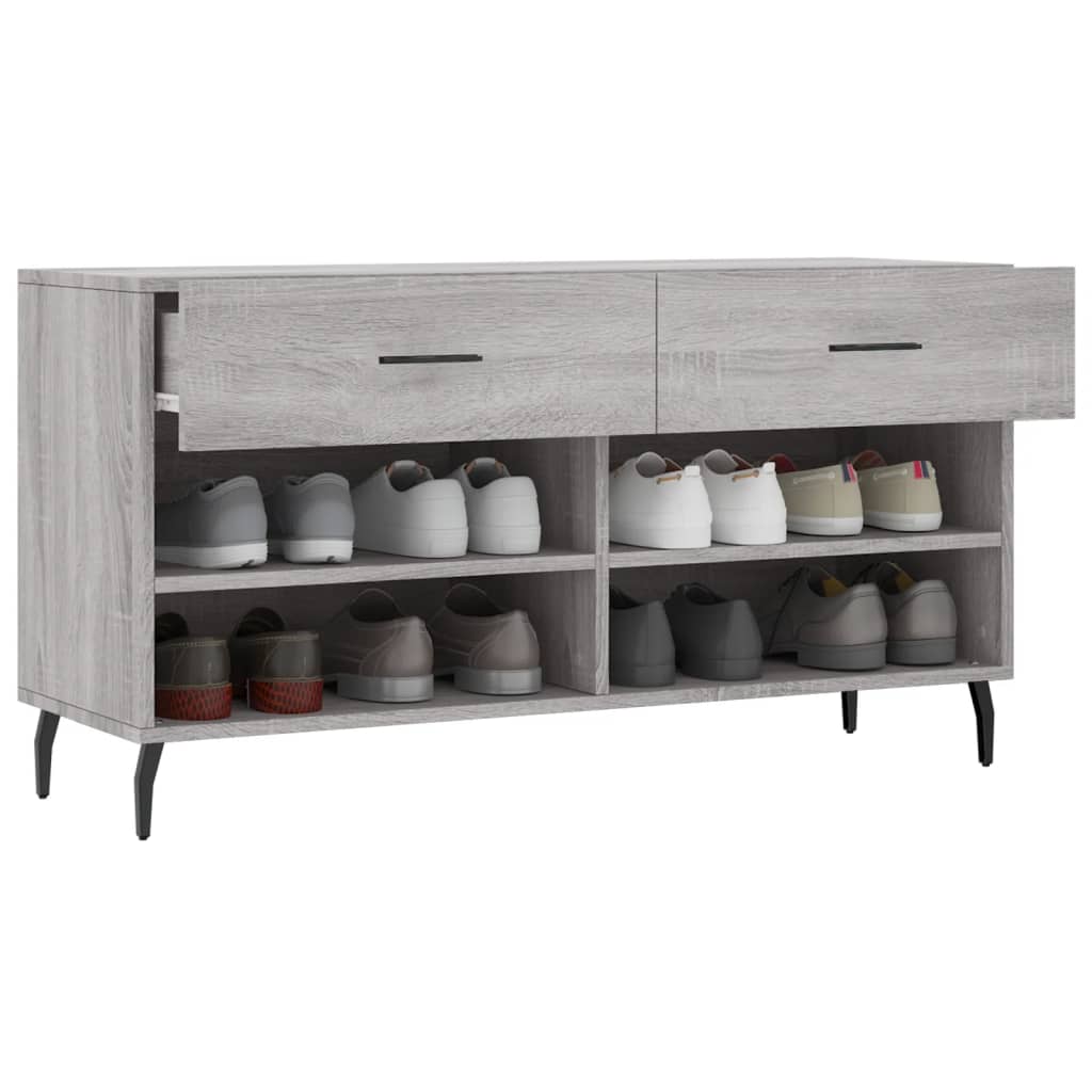 Panca Porta Scarpe Grigio Sonoma 102x35x55 cm Legno Multistrato 829762