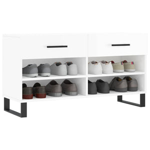 Panca Porta Scarpe Bianco Lucido 102x35x55 cm Legno Multistrato 829766