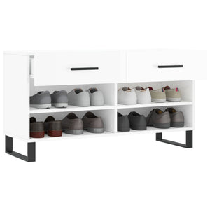 Panca Porta Scarpe Bianco Lucido 102x35x55 cm Legno Multistrato 829766