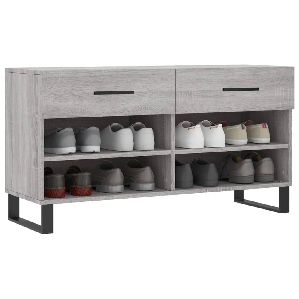 Panca Porta Scarpe Grigio Sonoma 102x35x55 cm Legno Multistrato 829770