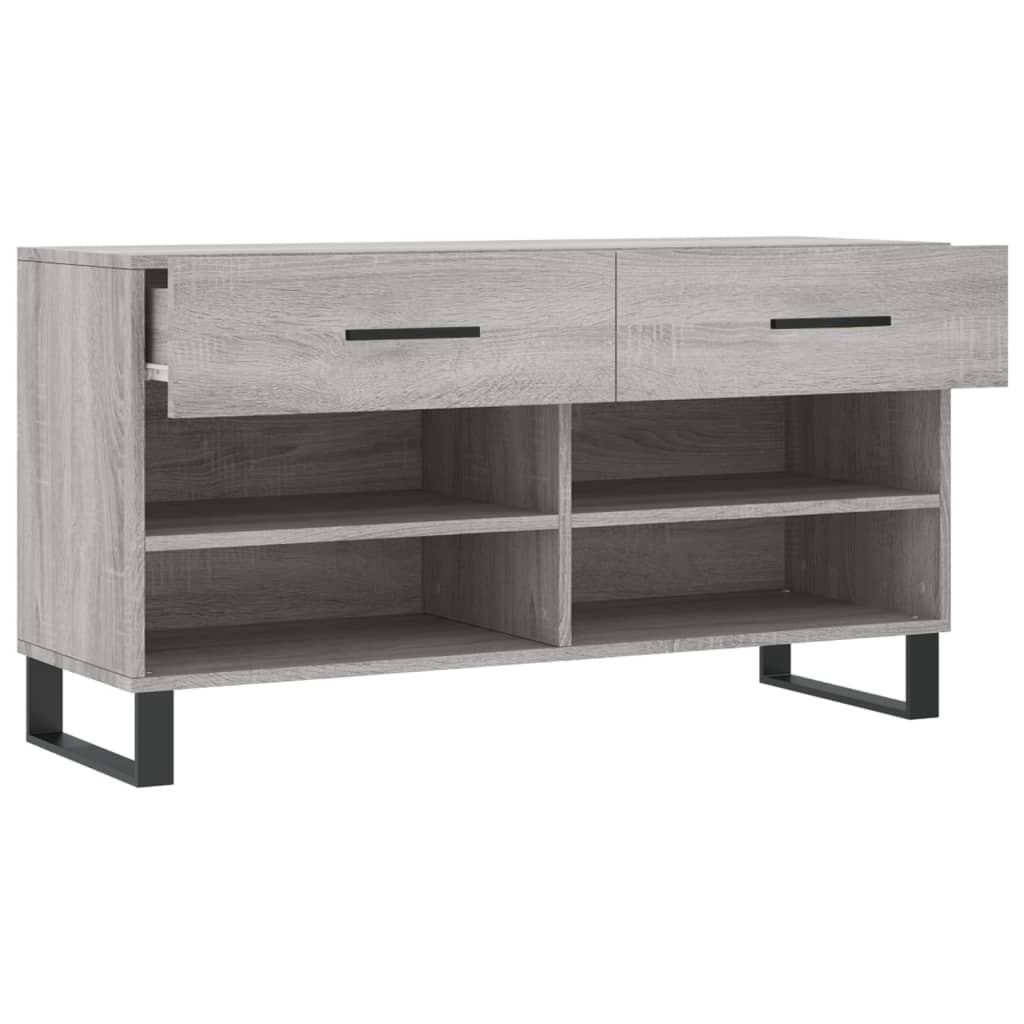 Panca Porta Scarpe Grigio Sonoma 102x35x55 cm Legno Multistrato 829770