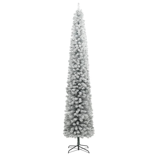 Albero di Natale Sottile con Base e Neve Floccata 270 cm PVC 357686