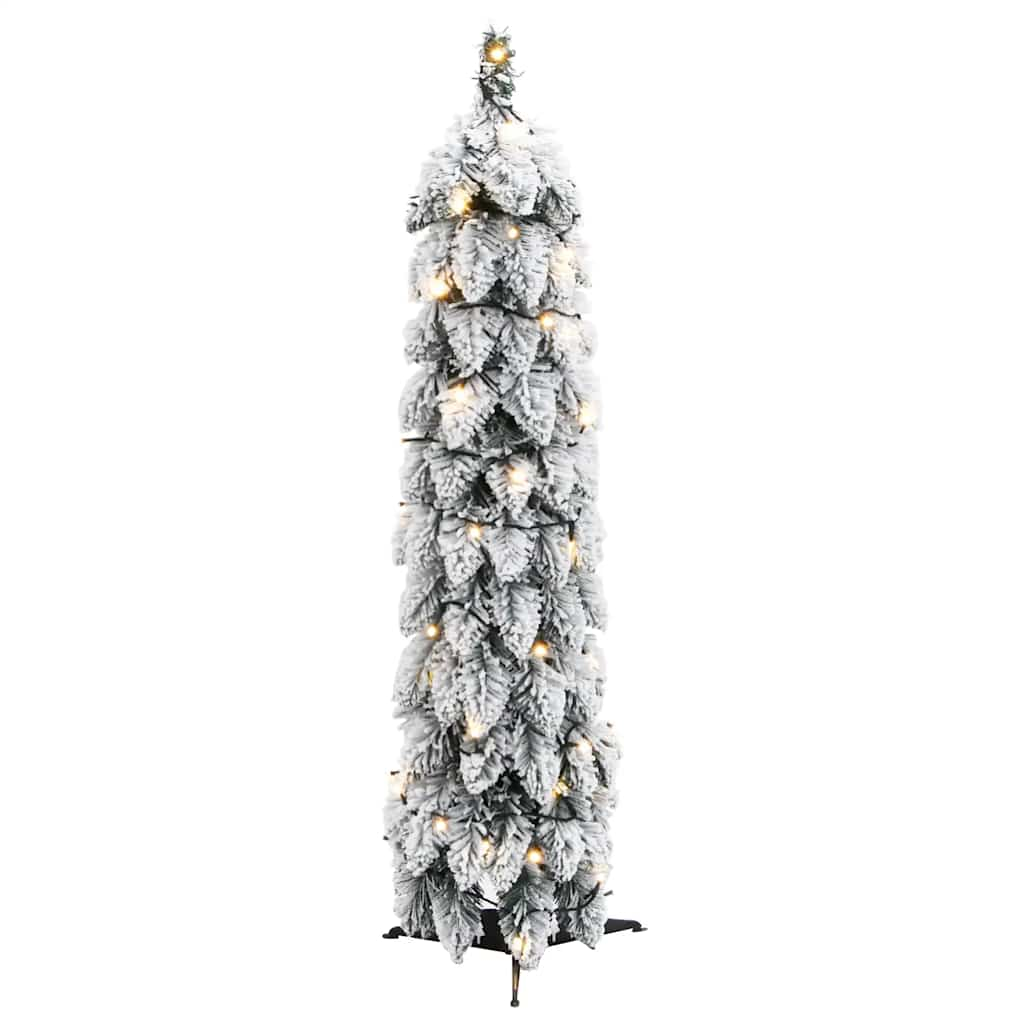 Albero di Natale Artificiale con 45 LED e Neve Floccata 90 cm 357695