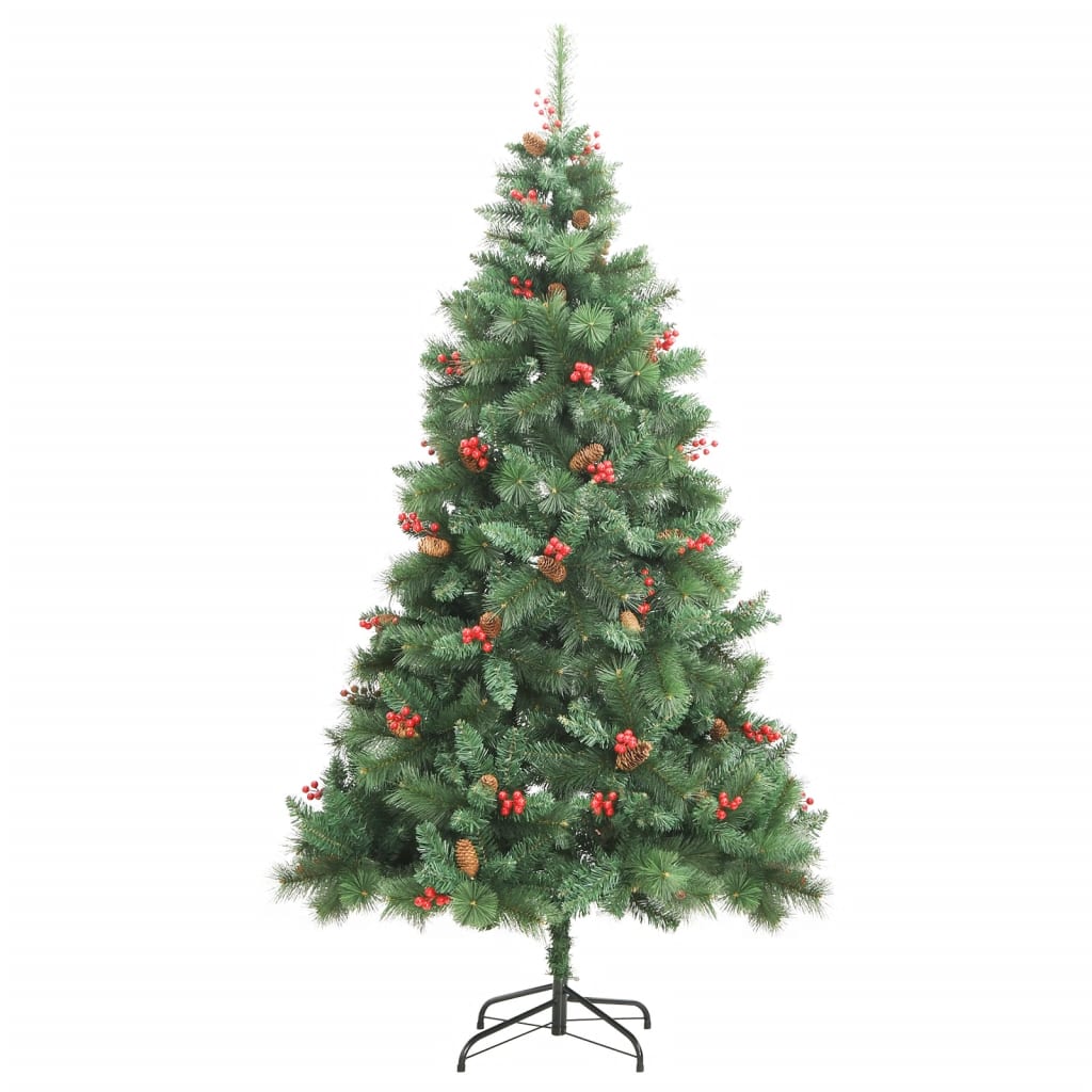 Albero Natale Artificiale Incernierato con Pigne e Bacche 180cm 357707