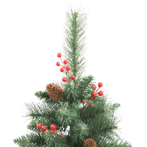 Albero Natale Artificiale Incernierato con Pigne e Bacche 210cm 357708