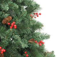 Albero Natale Artificiale Incernierato con Pigne e Bacche 210cm 357708