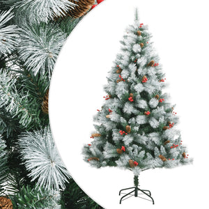 Albero Natale Artificiale Incernierato con Pigne e Bacche 180cm 357712