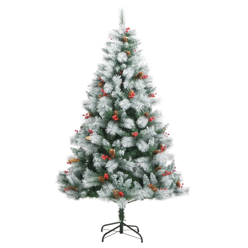 Albero Natale Artificiale Incernierato con Pigne e Bacche 180cm 357712