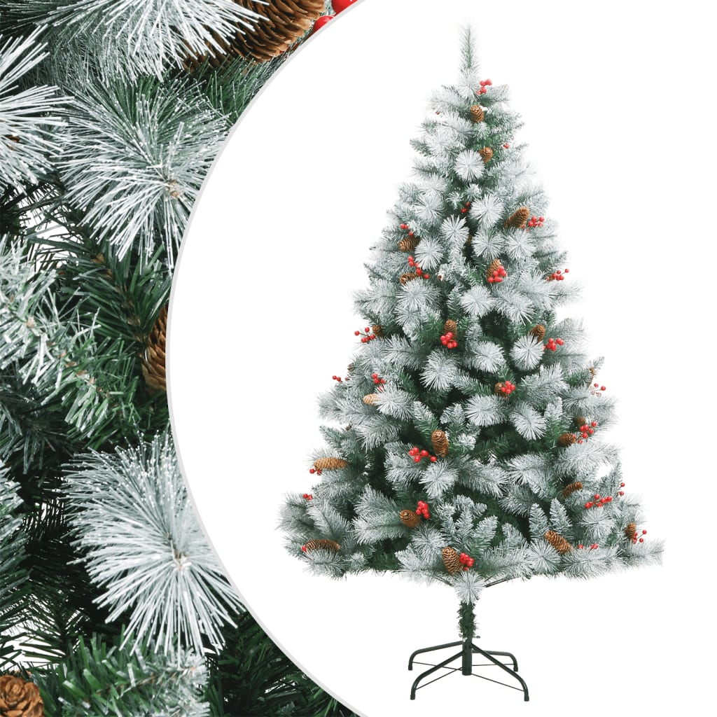 Albero Natale Artificiale Incernierato con Pigne e Bacche 210cm 357713