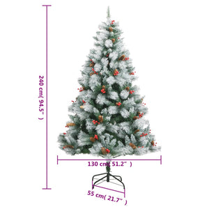 Albero Natale Artificiale Incernierato con Pigne e Bacche 240cm 357714