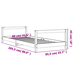 Giroletto per Bambini 80x200 cm in Legno Massello di Pino 834390