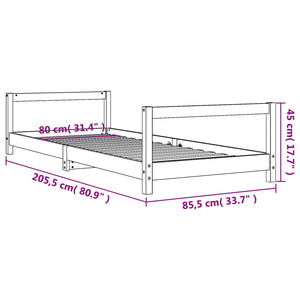 Giroletto per Bambini Bianco 80x200cm in Legno Massello di Pino 834391