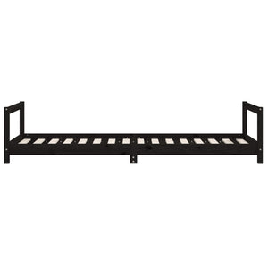 Giroletto per Bambini Nero 80x200 cm in Legno Massello di Pino 834392