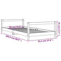 Giroletto per Bambini Bianco 90x200cm in Legno Massello di Pino 834394