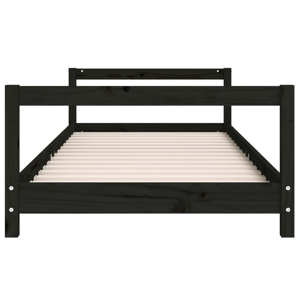 Giroletto per Bambini Nero 90x200 cm in Legno Massello di Pino 834395